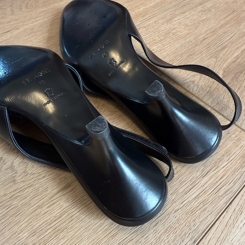 742. ST. AGNI Utility Sling Back Heel Black Leather $585 EUC Sz 40 - Picture 10 of 13